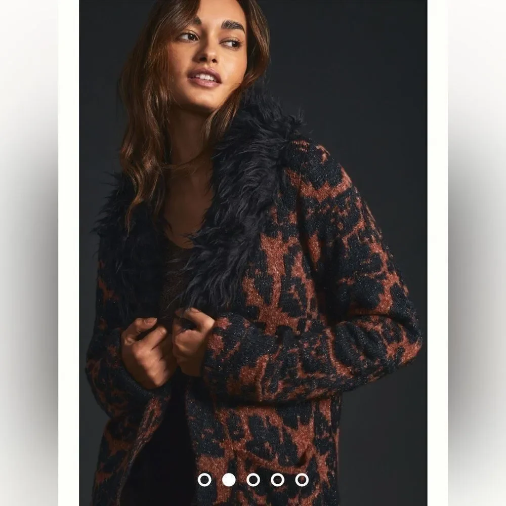 By Anthropologie Jacquard Cardigan Sweater Size Small
